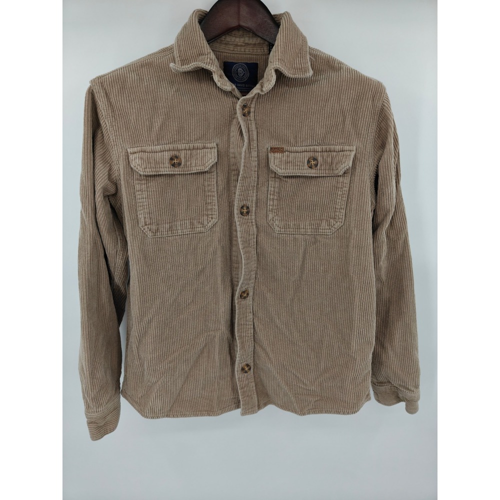 Buffalo David Bitton Mens Tan Corduroy Button Down Shirt Long Sleeve Small
